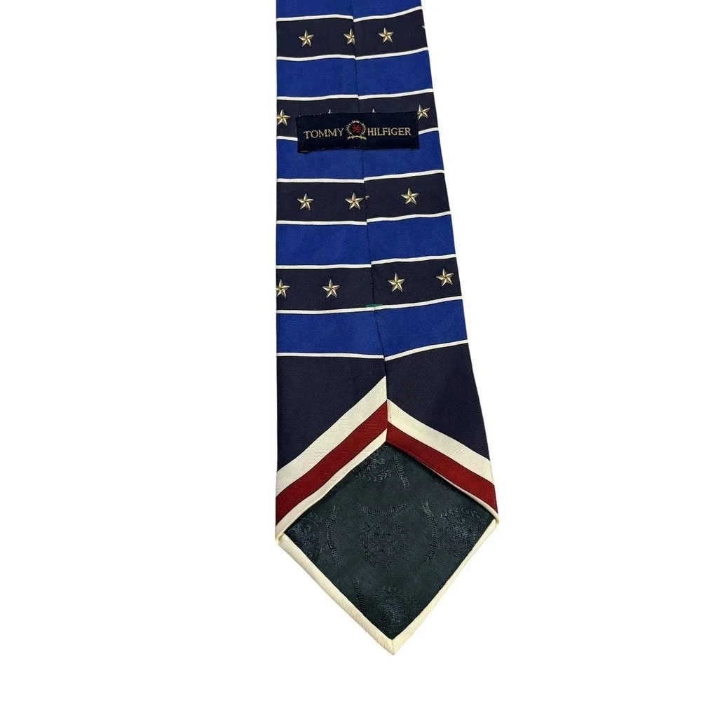 Tommy Hilfiger Tie Italian Silk‎ Nautical American Flag Anchor Navy Stripes